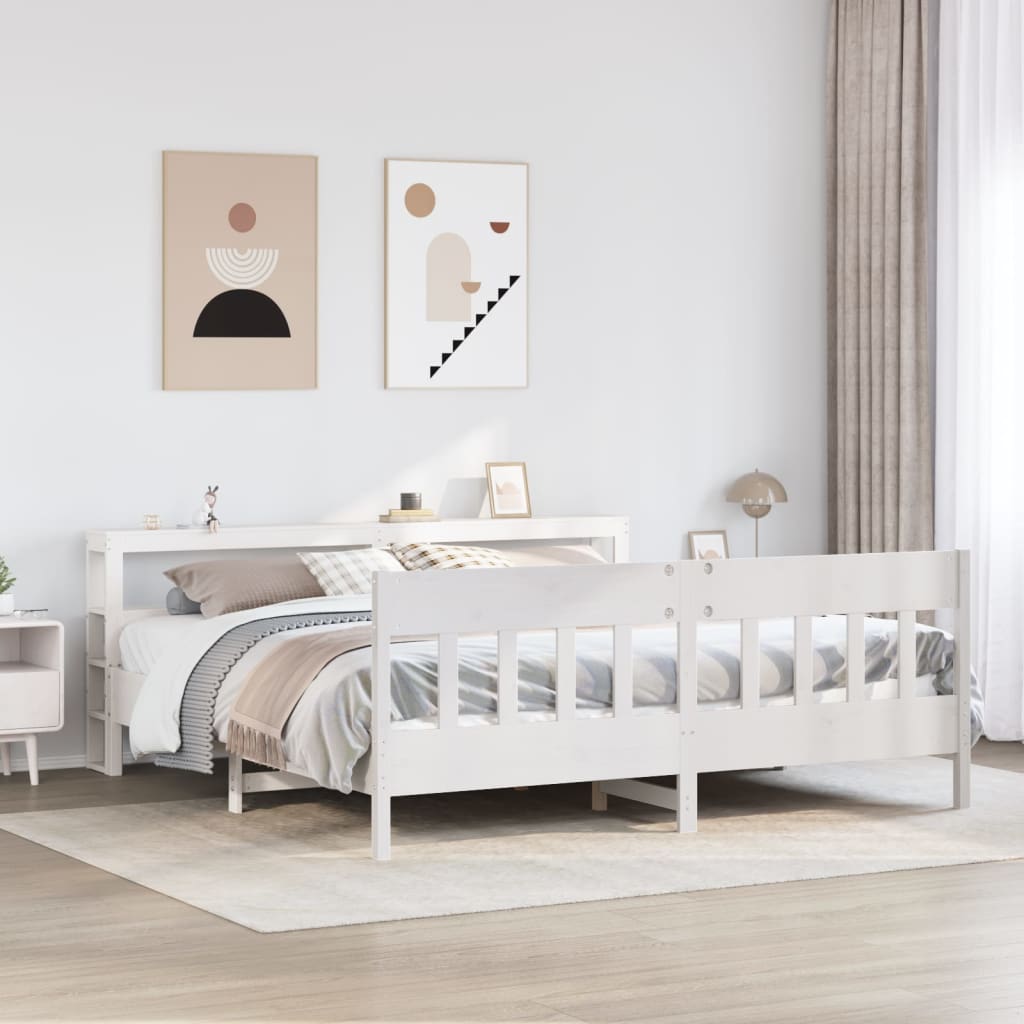 Bedframe zonder matras massief grenenhout wit 200x200 cm is nu te koop bij PeponiXL, paradijselijk wonen!