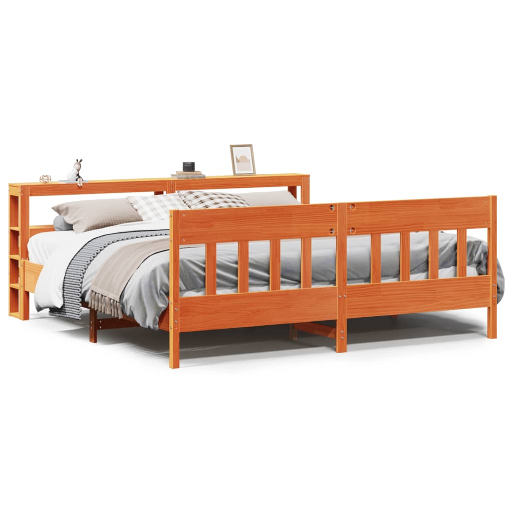 Bedframe zonder matras massief grenenhout wasbruin 200x200 cm is nu te koop bij PeponiXL, paradijselijk wonen!