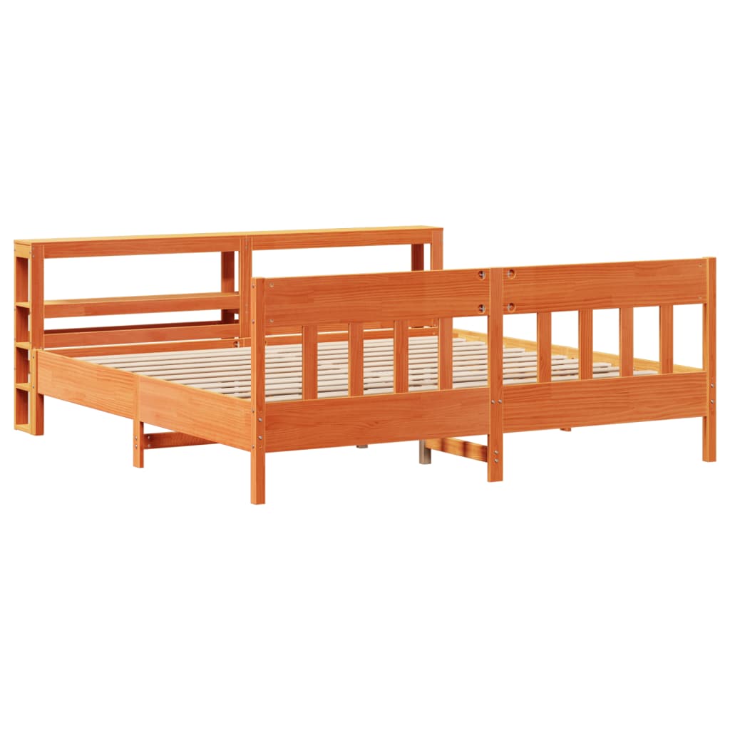 Bedframe zonder matras massief grenenhout wasbruin 200x200 cm is nu te koop bij PeponiXL, paradijselijk wonen!