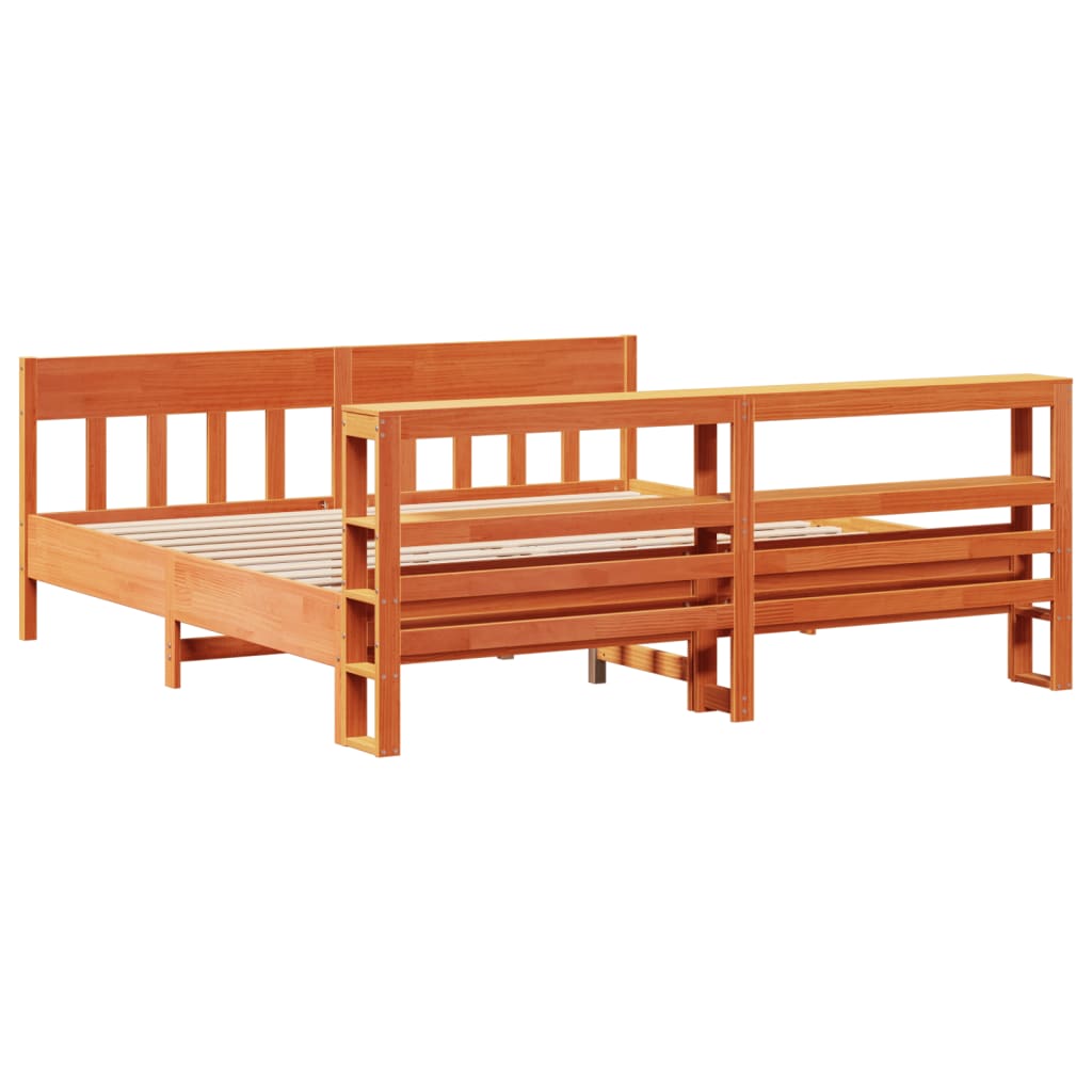 Bedframe zonder matras massief grenenhout wasbruin 200x200 cm is nu te koop bij PeponiXL, paradijselijk wonen!