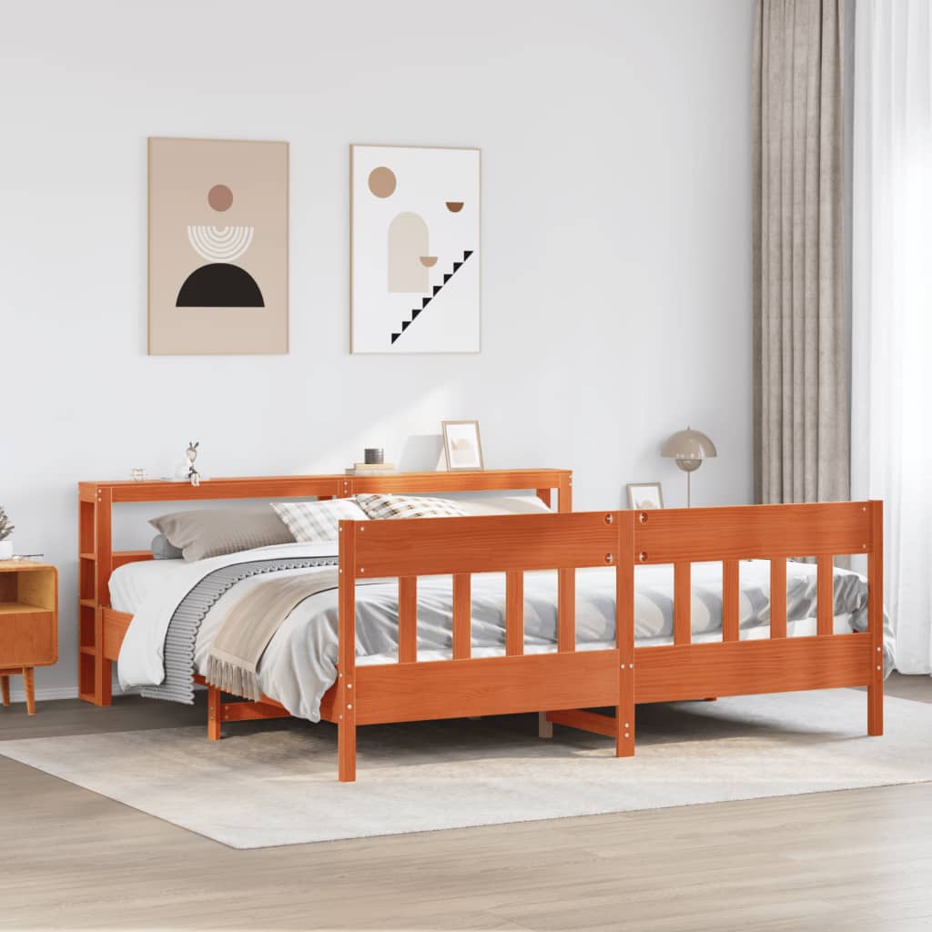 Bedframe zonder matras massief grenenhout wasbruin 180x200 cm is nu te koop bij PeponiXL, paradijselijk wonen!