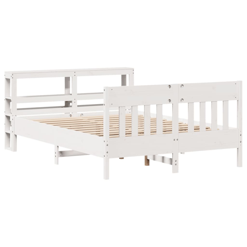 Bedframe zonder matras massief grenenhout wit 140x190 cm is nu te koop bij PeponiXL, paradijselijk wonen!