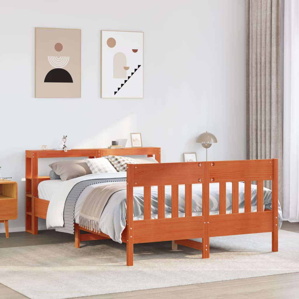 Bedframe zonder matras massief grenenhout wasbruin 135x190 cm is nu te koop bij PeponiXL, paradijselijk wonen!
