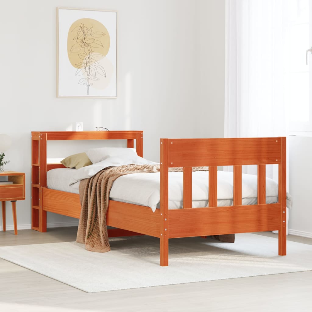 Bedframe zonder matras massief grenenhout wasbruin 75x190 cm is nu te koop bij PeponiXL, paradijselijk wonen!