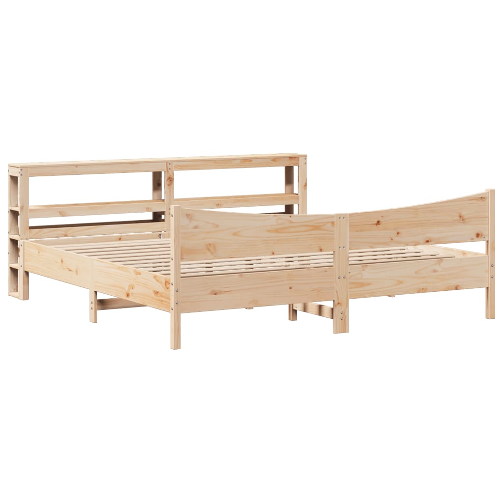 Bedframe met hoofdbord massief grenenhout 200x200 cm is nu te koop bij PeponiXL, paradijselijk wonen!