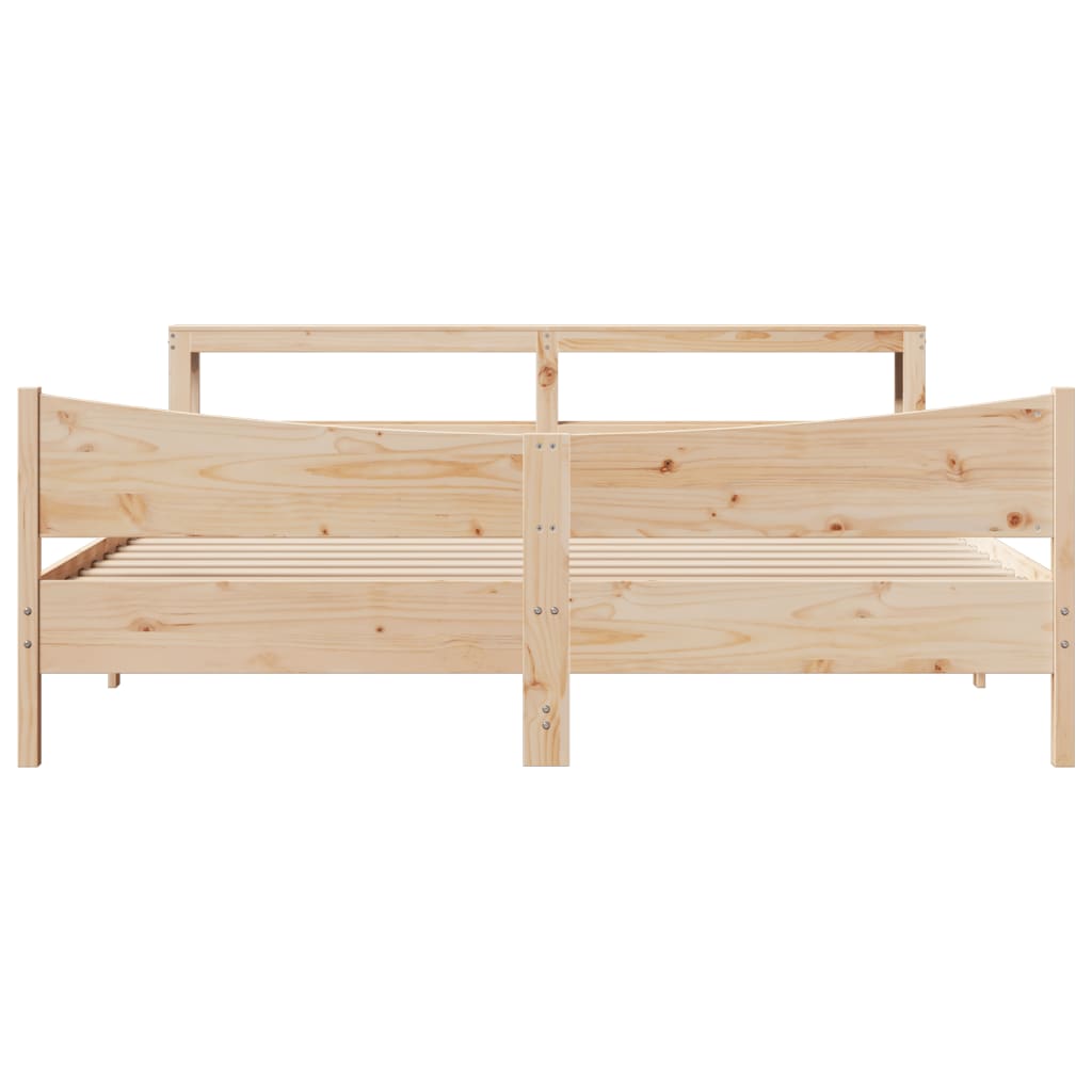 Bedframe met hoofdbord massief grenenhout 200x200 cm is nu te koop bij PeponiXL, paradijselijk wonen!