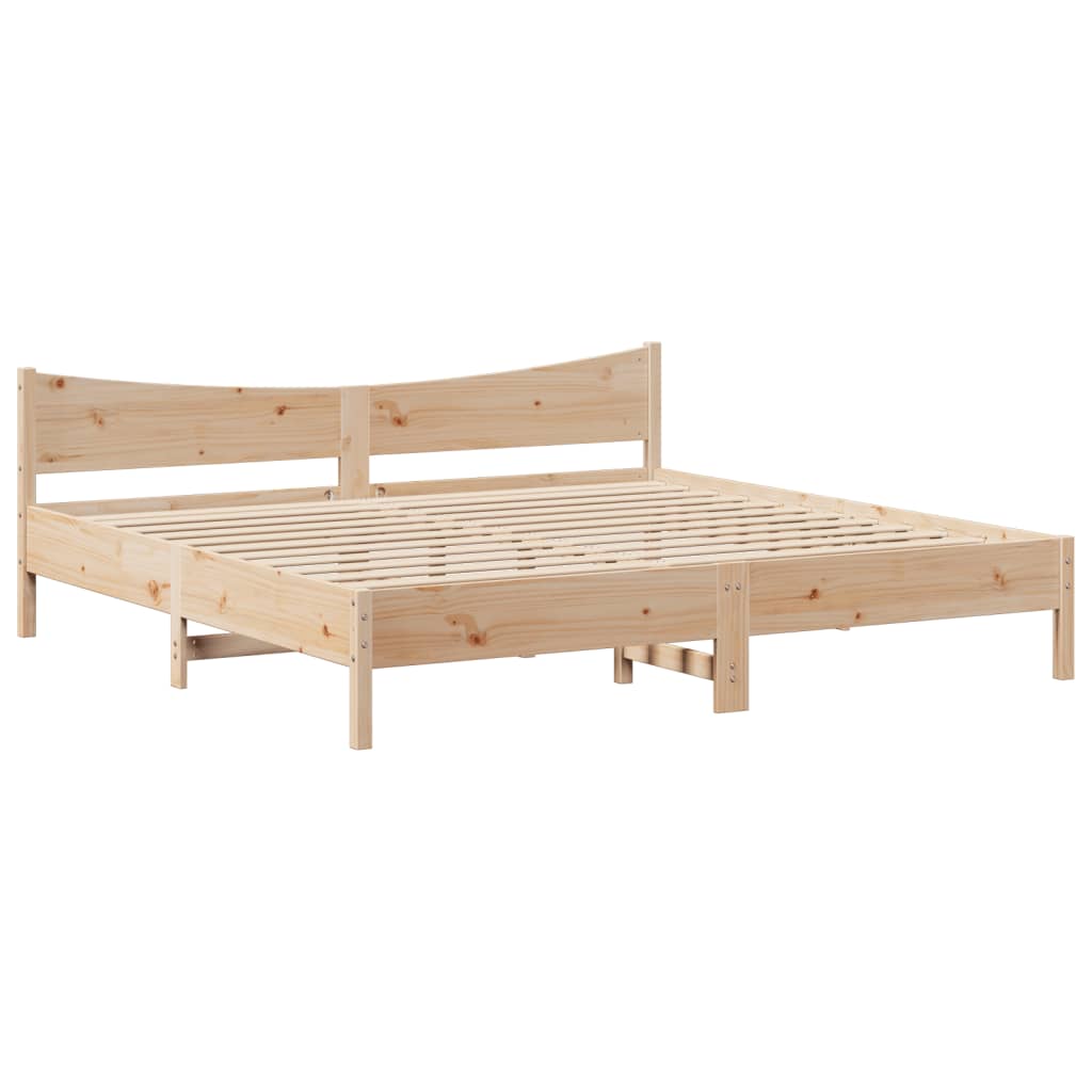 Bedframe met hoofdbord massief grenenhout 200x200 cm is nu te koop bij PeponiXL, paradijselijk wonen!