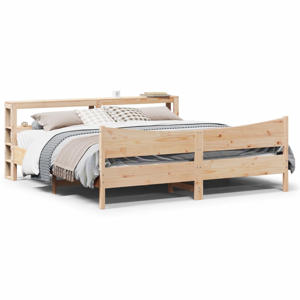 Bedframe met hoofdbord massief grenenhout 200x200 cm is nu te koop bij PeponiXL, paradijselijk wonen!