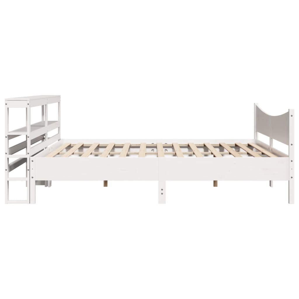 Bedframe met hoofdbord massief grenenhout wit 200x200 cm is nu te koop bij PeponiXL, paradijselijk wonen!