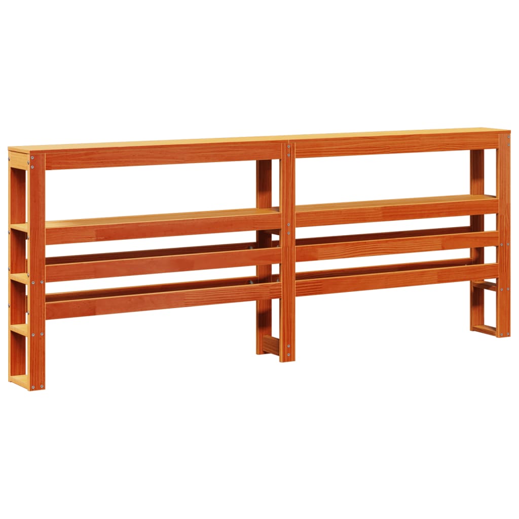 Bedframe met hoofdbord massief grenenhout wasbruin 200x200 cm is nu te koop bij PeponiXL, paradijselijk wonen!