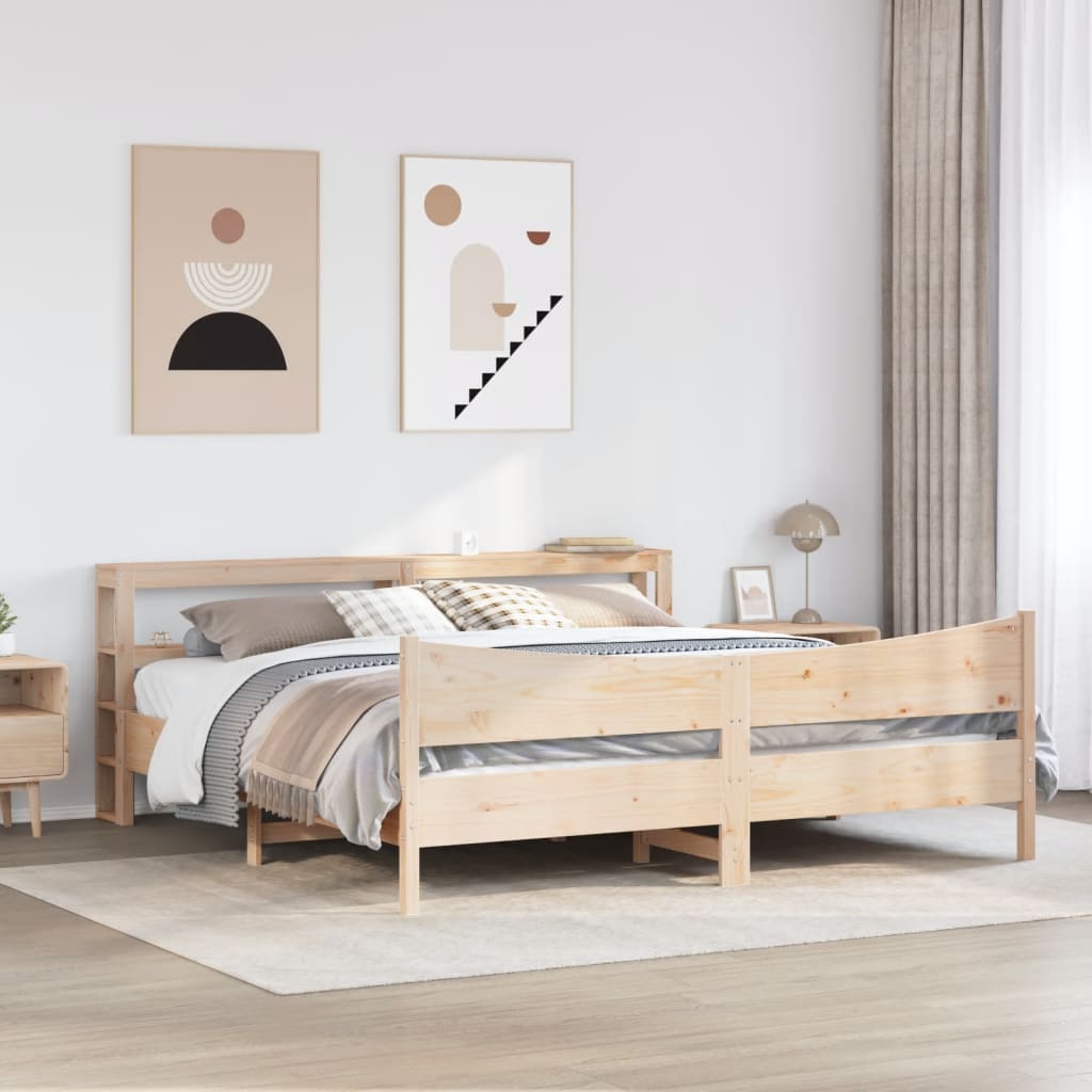 Bedframe met hoofdbord massief grenenhout 180x200 cm is nu te koop bij PeponiXL, paradijselijk wonen!