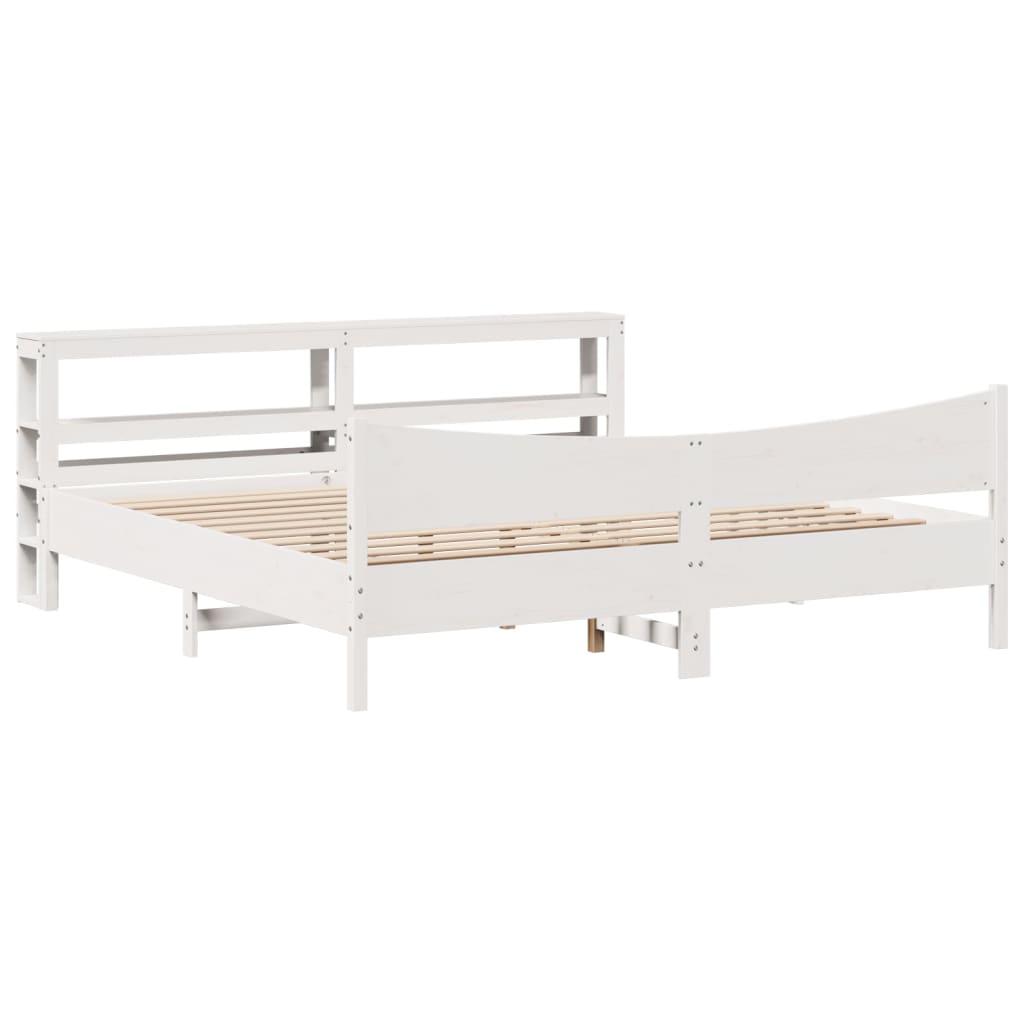 Bedframe met hoofdbord massief grenenhout wit 180x200 cm is nu te koop bij PeponiXL, paradijselijk wonen!