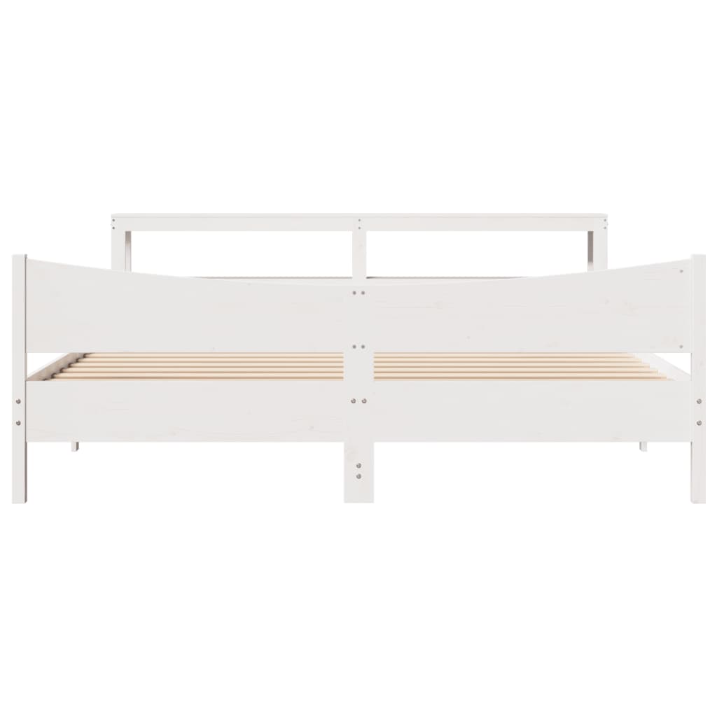Bedframe met hoofdbord massief grenenhout wit 180x200 cm is nu te koop bij PeponiXL, paradijselijk wonen!
