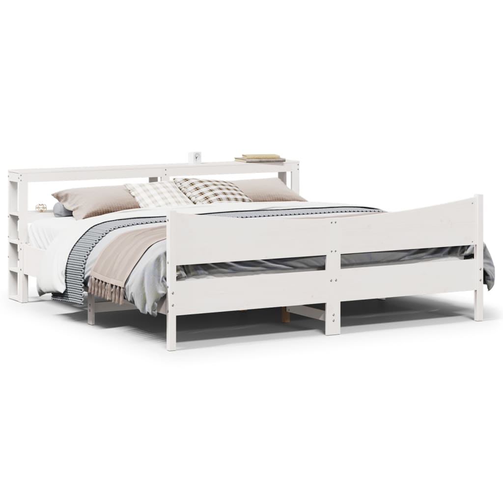 Bedframe met hoofdbord massief grenenhout wit 180x200 cm is nu te koop bij PeponiXL, paradijselijk wonen!