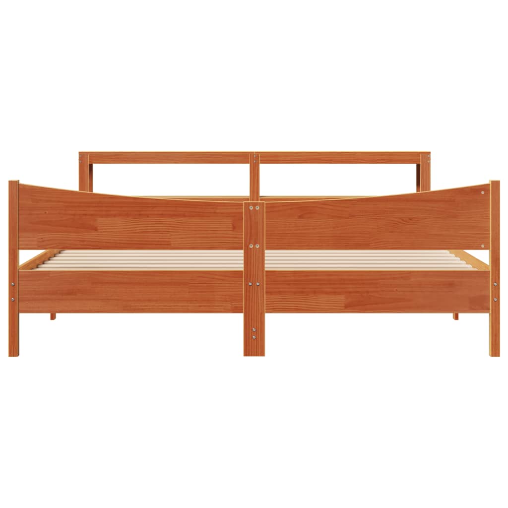Bedframe met hoofdbord massief grenenhout wasbruin 180x200 cm is nu te koop bij PeponiXL, paradijselijk wonen!