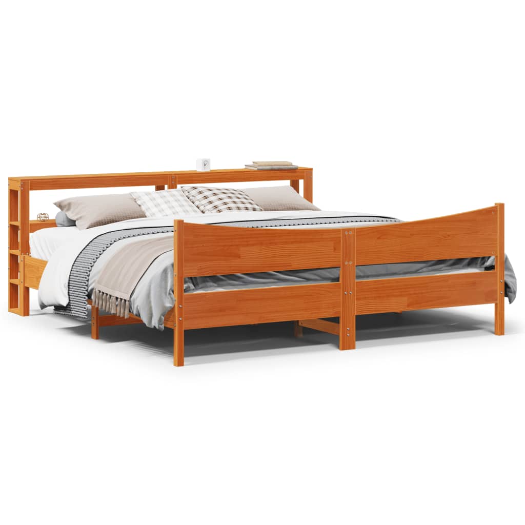 Bedframe met hoofdbord massief grenenhout wasbruin 180x200 cm is nu te koop bij PeponiXL, paradijselijk wonen!