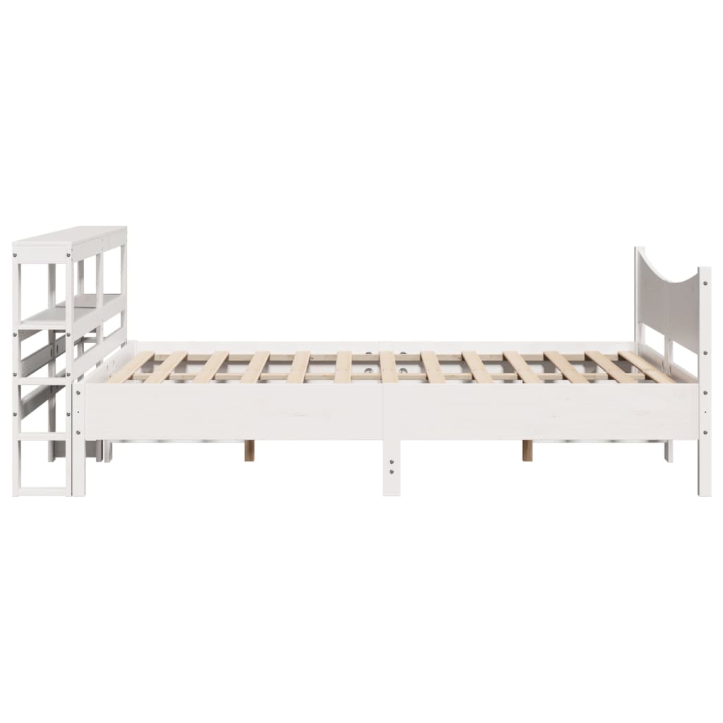 Bedframe met hoofdbord massief grenenhout wit 160x200 cm is nu te koop bij PeponiXL, paradijselijk wonen!