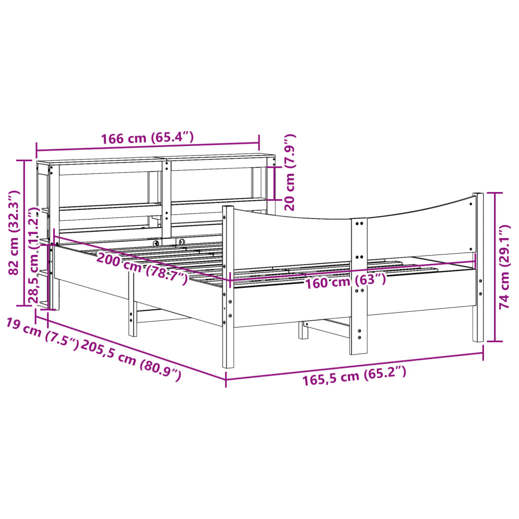 Bedframe met hoofdbord massief grenenhout wasbruin 160x200 cm is nu te koop bij PeponiXL, paradijselijk wonen!