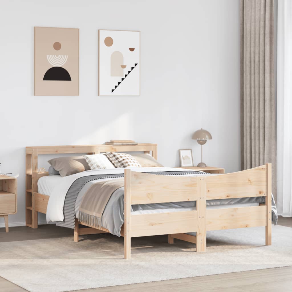 Bedframe met hoofdbord massief grenenhout 150x200 cm is nu te koop bij PeponiXL, paradijselijk wonen!