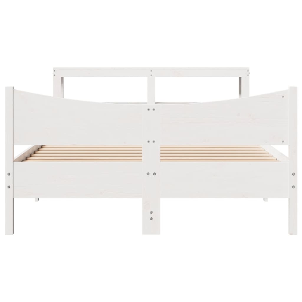 Bedframe met hoofdbord massief grenenhout wit 150x200 cm is nu te koop bij PeponiXL, paradijselijk wonen!