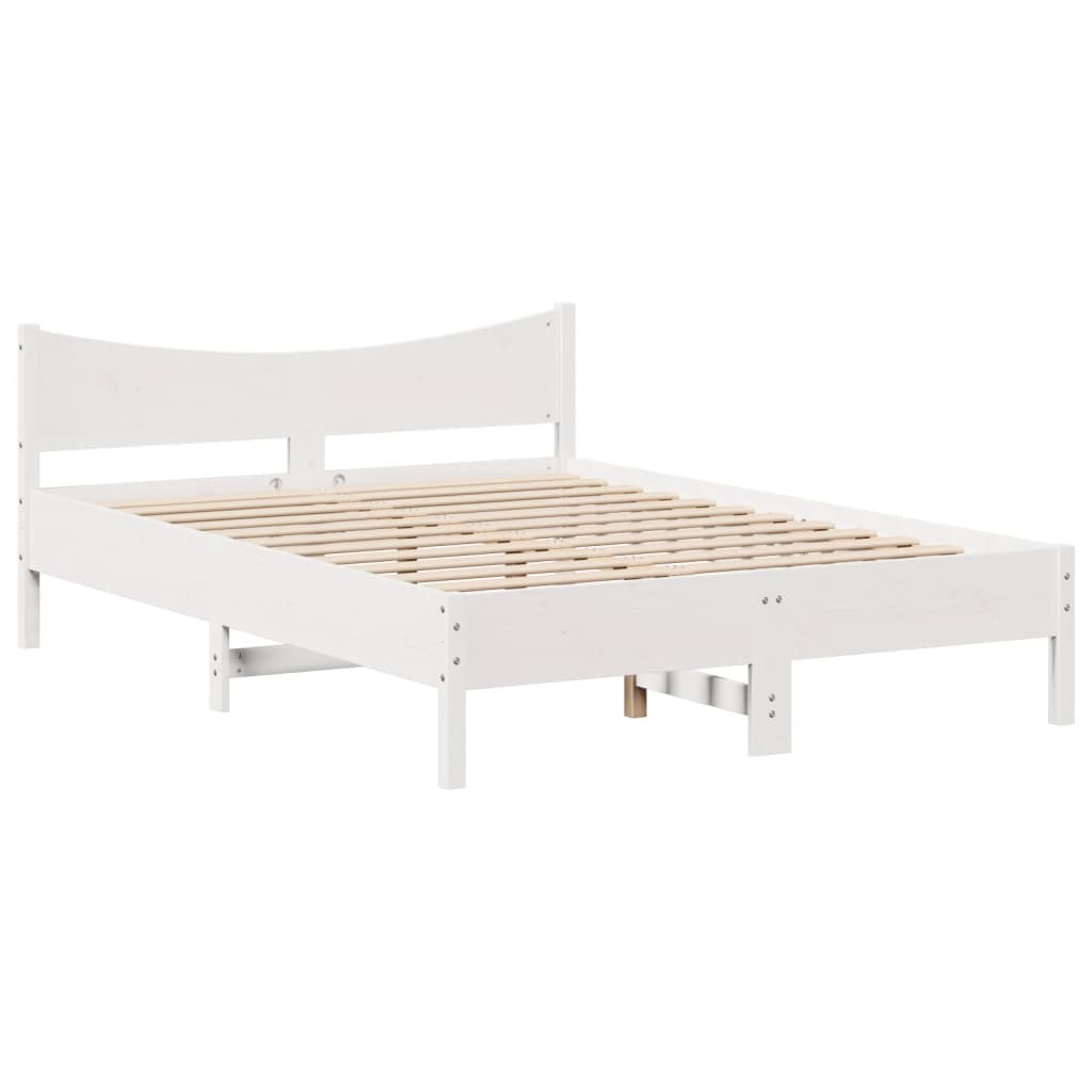 Bedframe met hoofdbord massief grenenhout wit 150x200 cm is nu te koop bij PeponiXL, paradijselijk wonen!