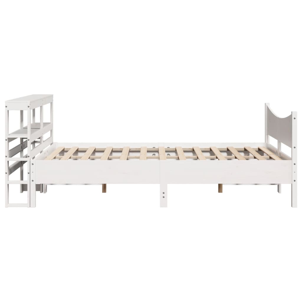 Bedframe met hoofdbord massief grenenhout wit 150x200 cm is nu te koop bij PeponiXL, paradijselijk wonen!
