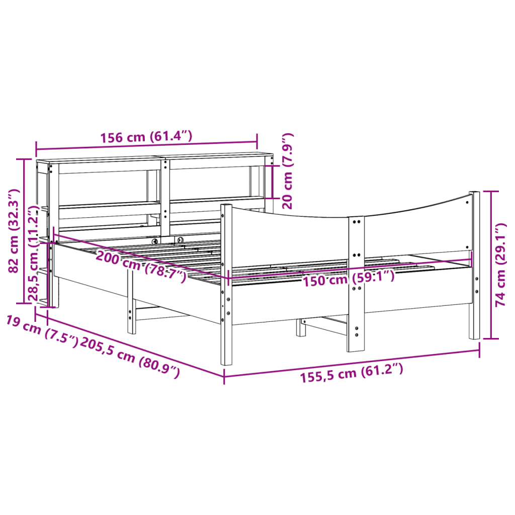 Bedframe met hoofdbord massief grenenhout wasbruin 150x200 cm is nu te koop bij PeponiXL, paradijselijk wonen!