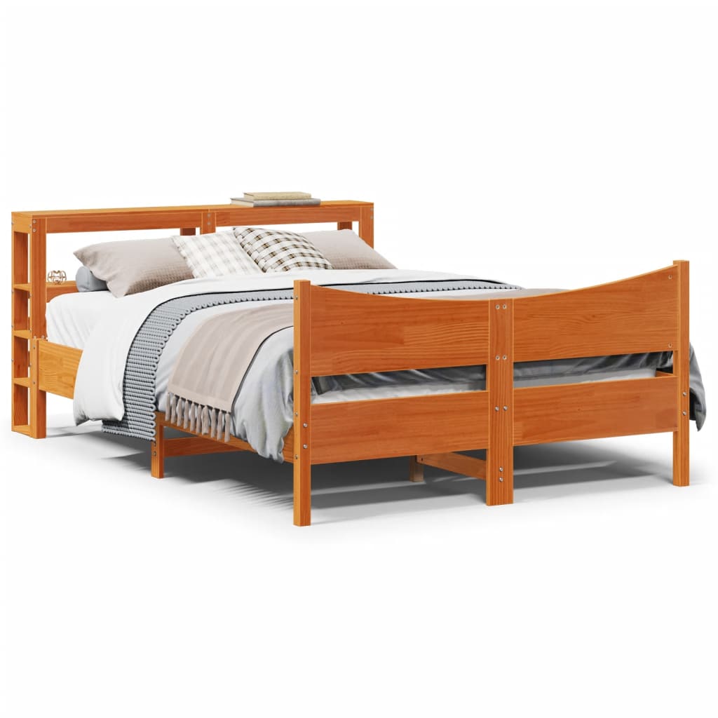 Bedframe met hoofdbord massief grenenhout wasbruin 150x200 cm is nu te koop bij PeponiXL, paradijselijk wonen!