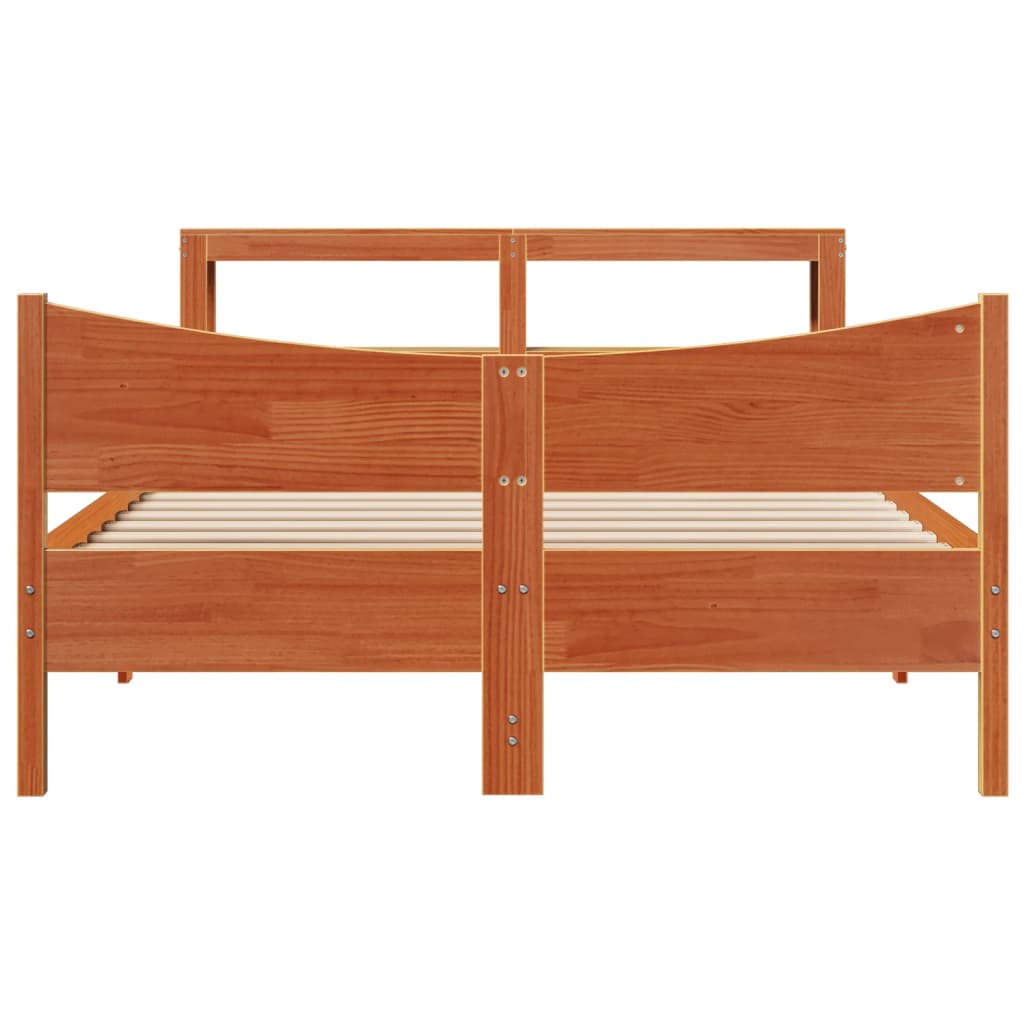 Bedframe met hoofdbord massief grenenhout wasbruin 120x200 cm is nu te koop bij PeponiXL, paradijselijk wonen!