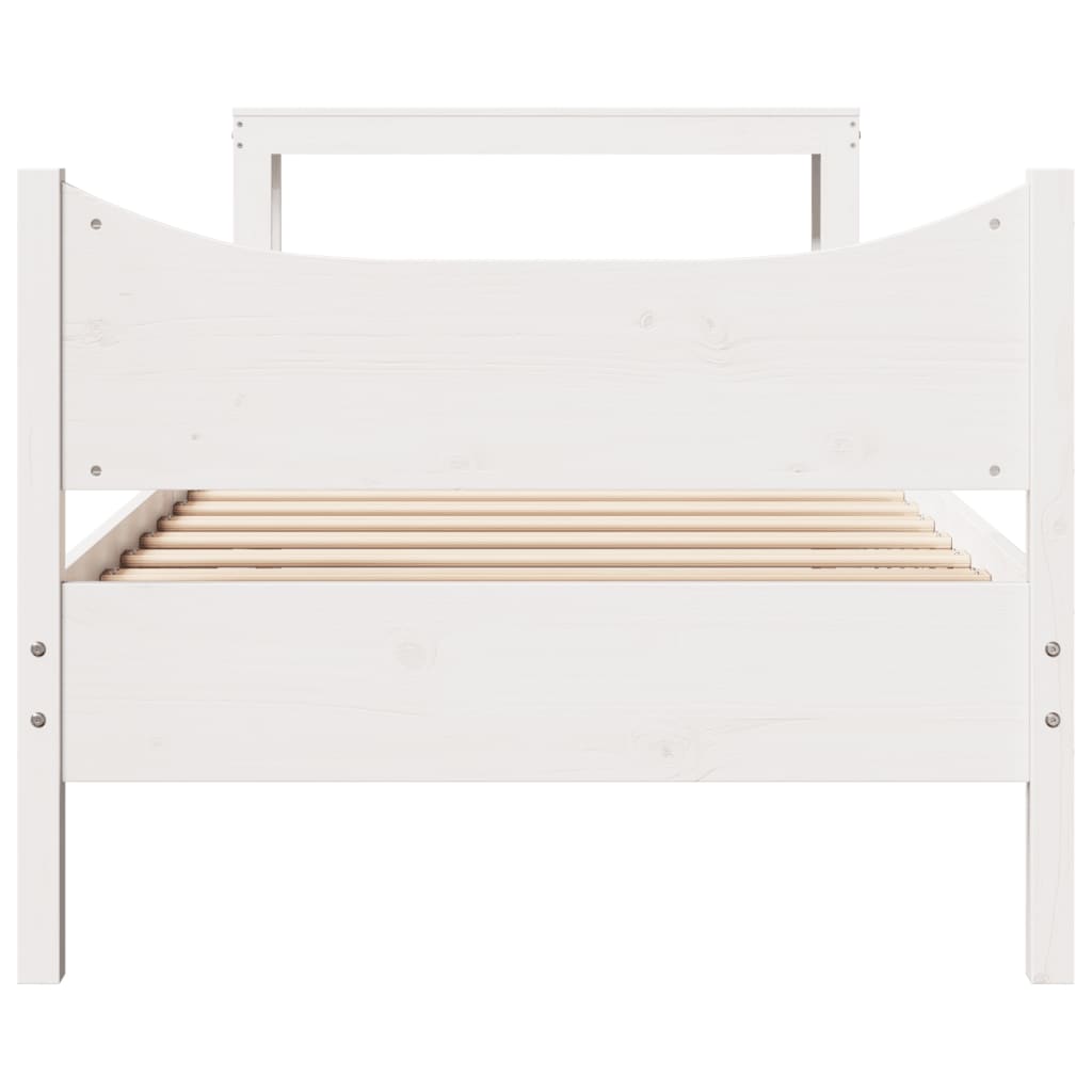 Bedframe met hoofdbord massief grenenhout wit 90x200 cm is nu te koop bij PeponiXL, paradijselijk wonen!