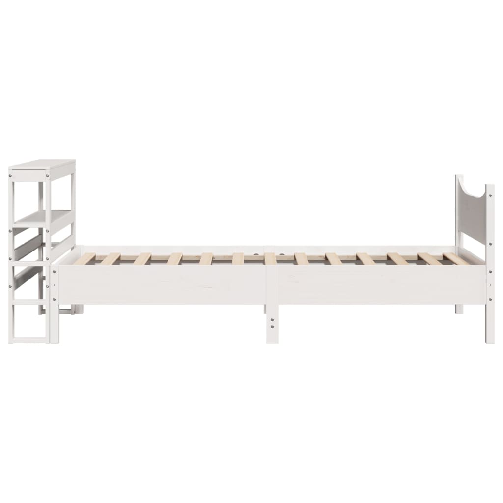 Bedframe met hoofdbord massief grenenhout wit 90x200 cm is nu te koop bij PeponiXL, paradijselijk wonen!