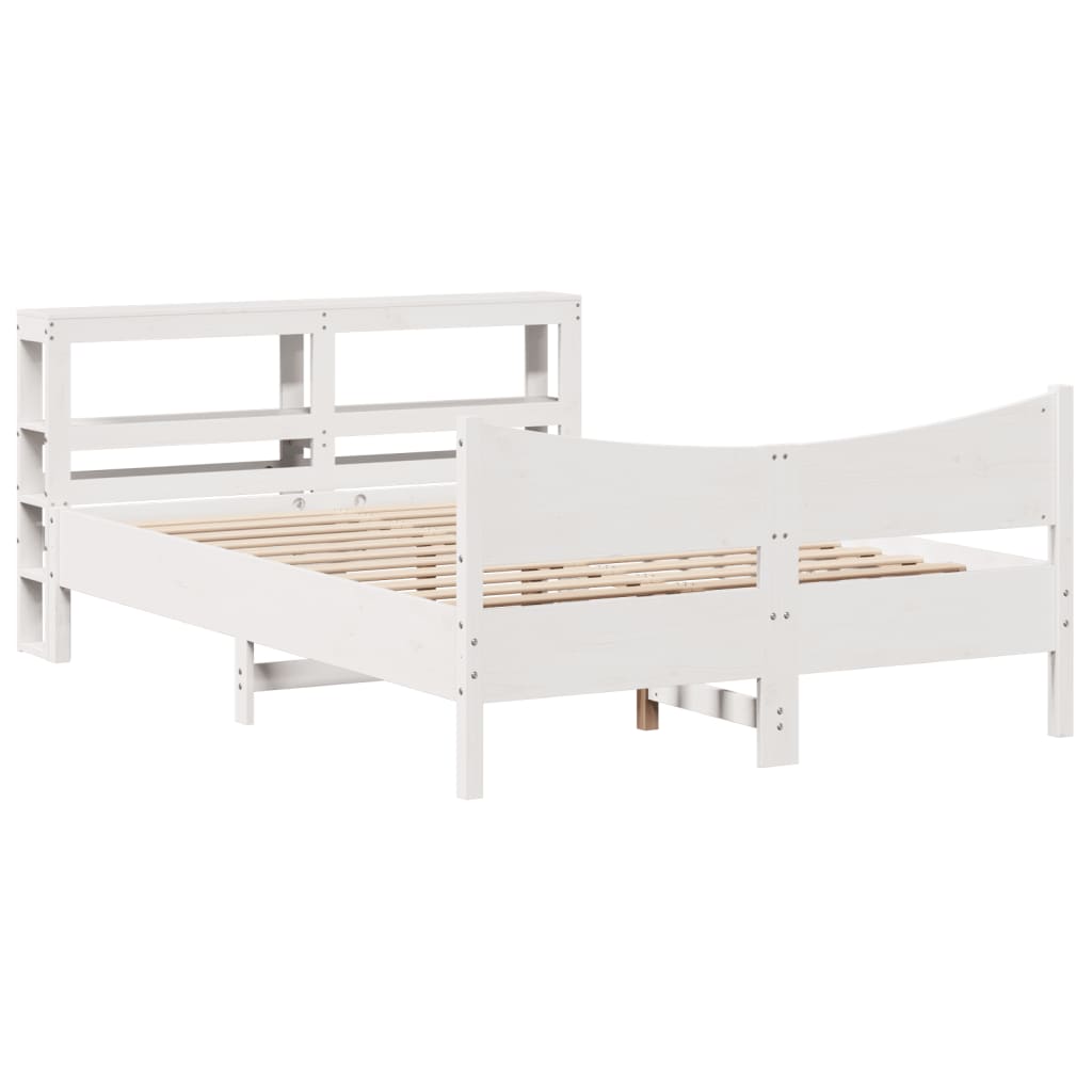 Bedframe met hoofdbord massief grenenhout wit 140x190 cm is nu te koop bij PeponiXL, paradijselijk wonen!