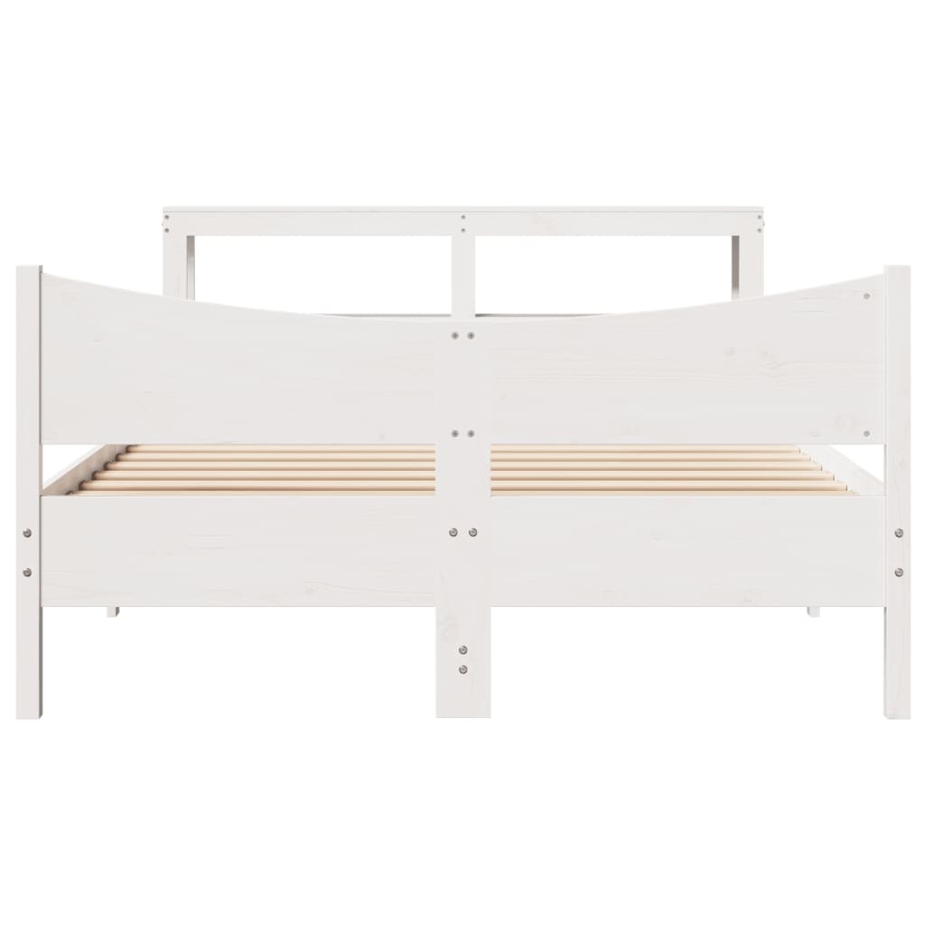 Bedframe met hoofdbord massief grenenhout wit 140x190 cm is nu te koop bij PeponiXL, paradijselijk wonen!