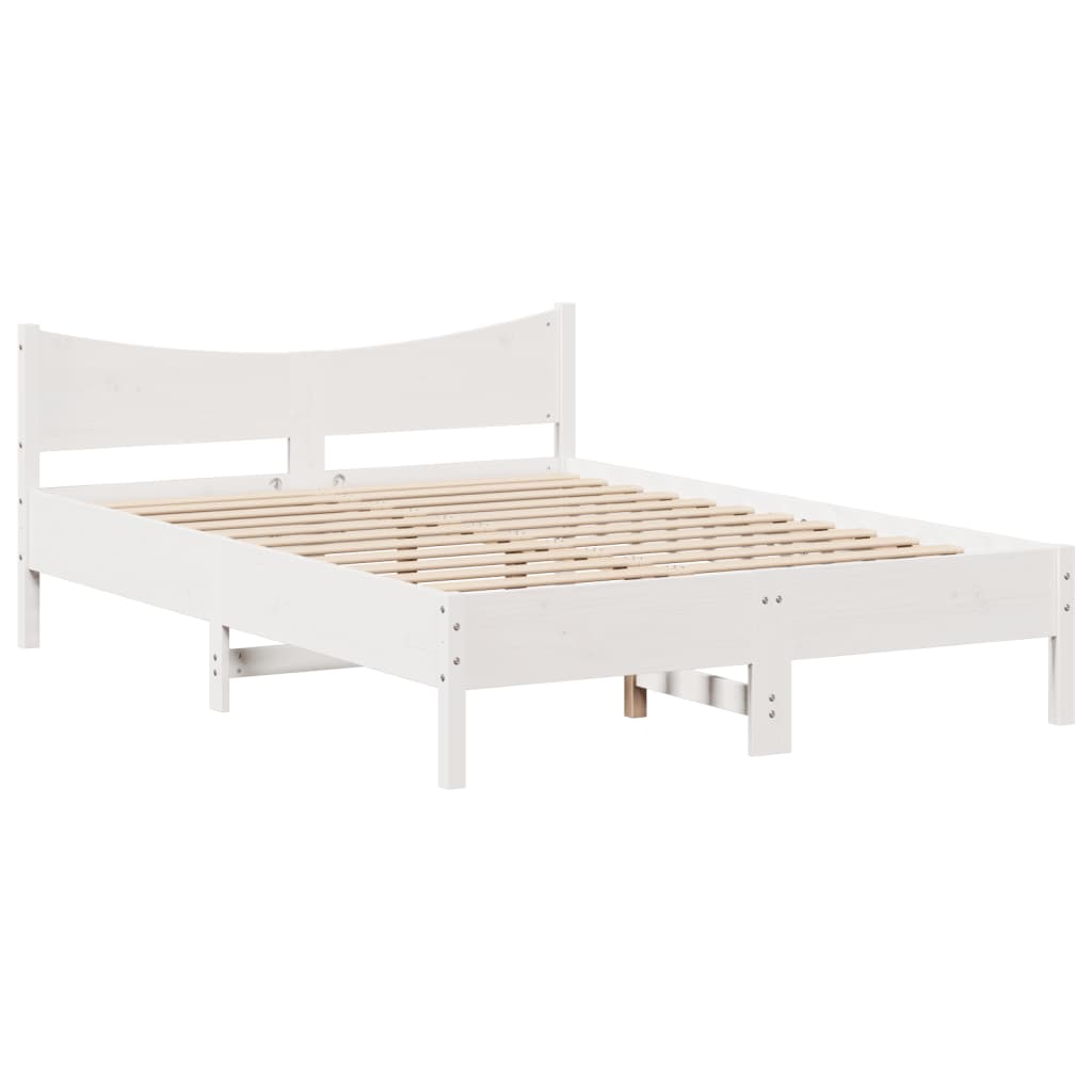 Bedframe met hoofdbord massief grenenhout wit 140x190 cm is nu te koop bij PeponiXL, paradijselijk wonen!