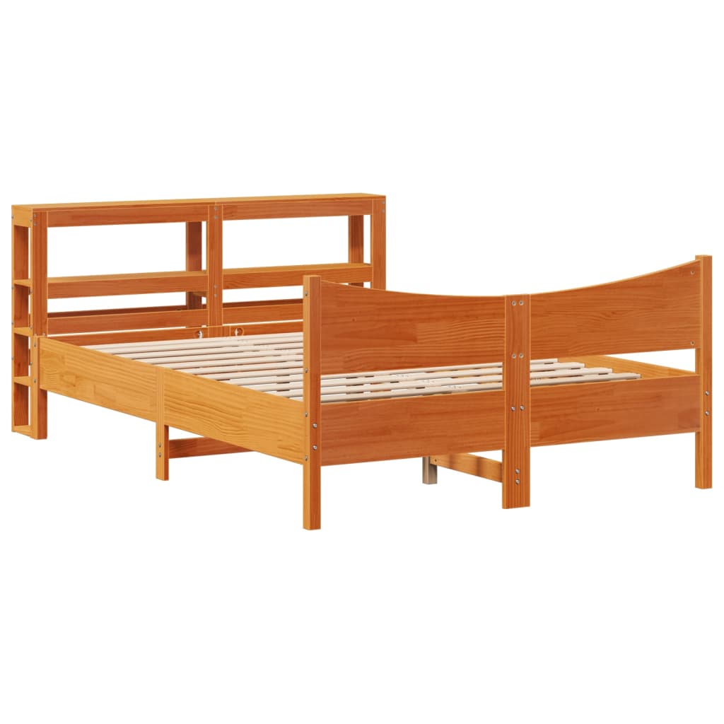 Bedframe met hoofdbord massief grenenhout wasbruin 140x190 cm is nu te koop bij PeponiXL, paradijselijk wonen!