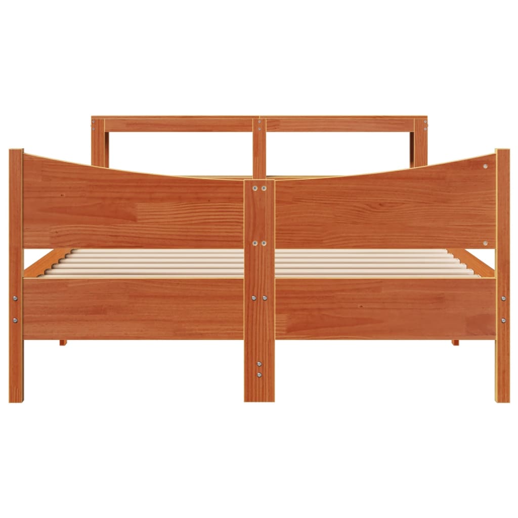 Bedframe met hoofdbord massief grenenhout wasbruin 140x190 cm is nu te koop bij PeponiXL, paradijselijk wonen!