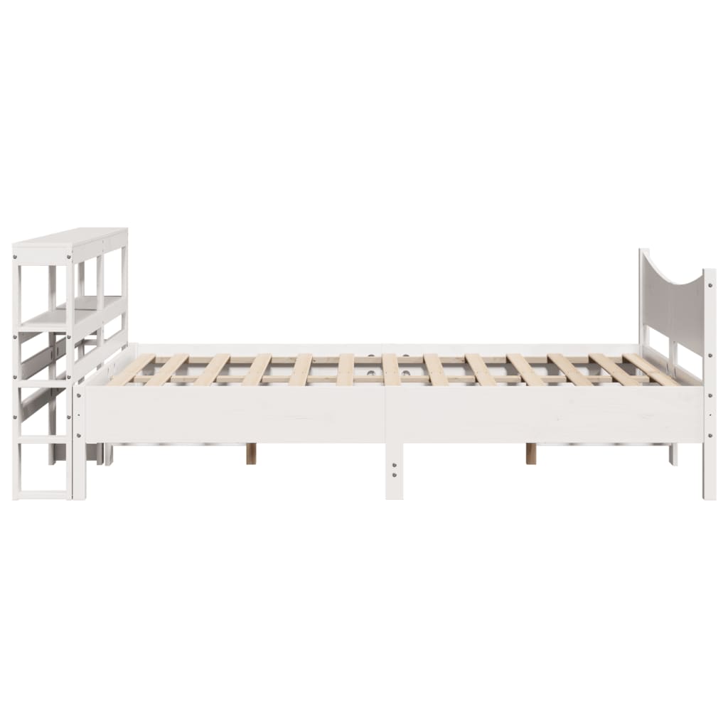 Bedframe met hoofdbord massief grenenhout wit 120x190 cm is nu te koop bij PeponiXL, paradijselijk wonen!
