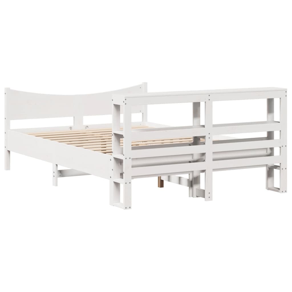 Bedframe met hoofdbord massief grenenhout wit 120x190 cm is nu te koop bij PeponiXL, paradijselijk wonen!