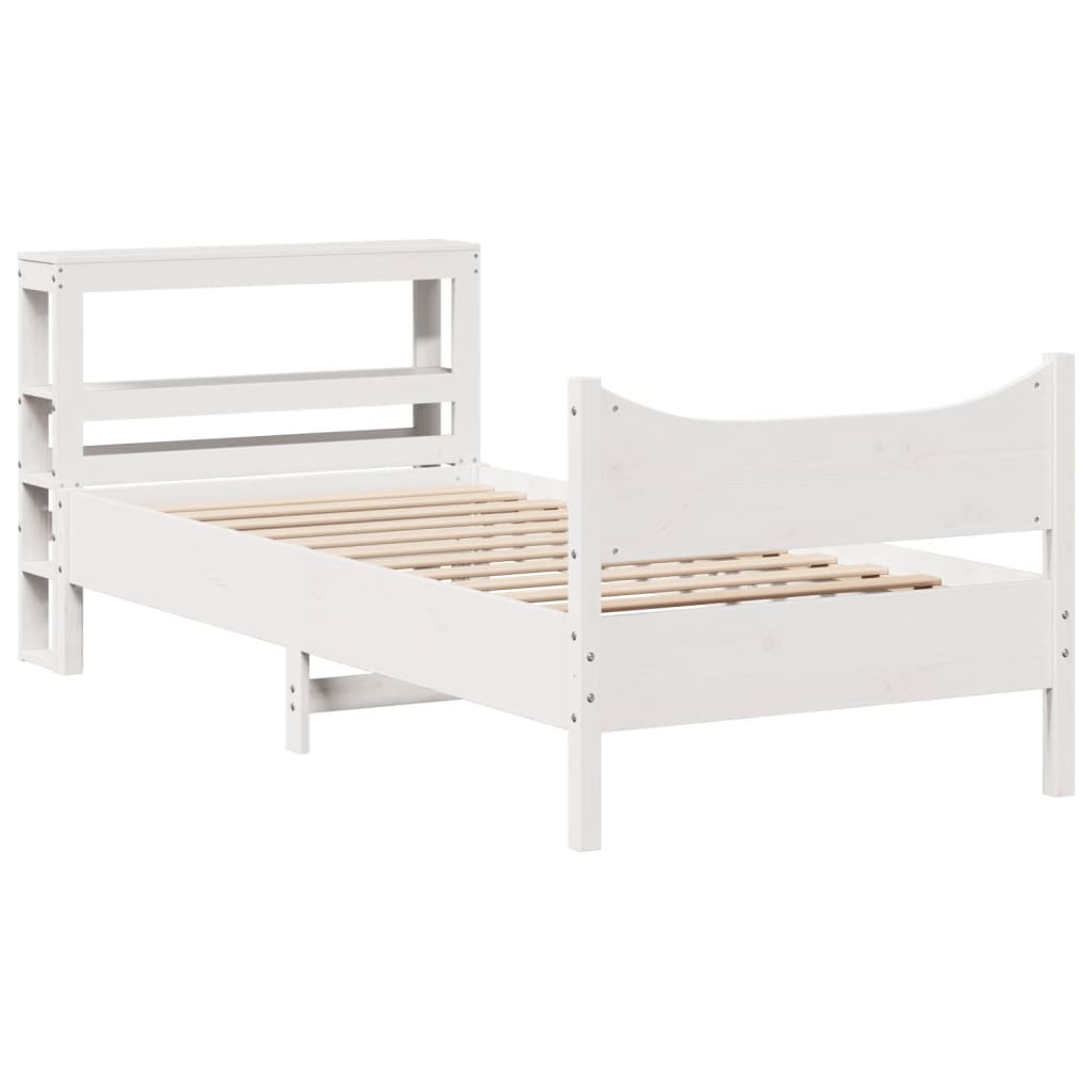 Bedframe met hoofdbord massief grenenhout wit 75x190 cm is nu te koop bij PeponiXL, paradijselijk wonen!