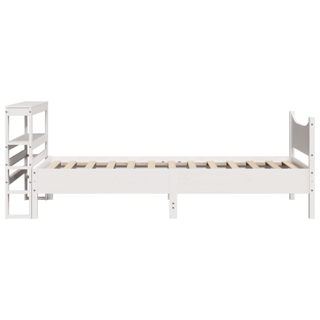 Bedframe met hoofdbord massief grenenhout wit 75x190 cm is nu te koop bij PeponiXL, paradijselijk wonen!