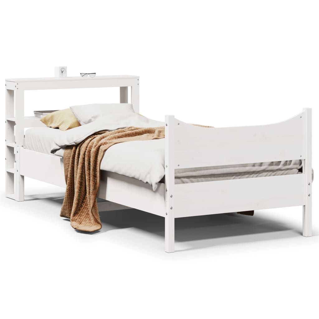 Bedframe met hoofdbord massief grenenhout wit 75x190 cm is nu te koop bij PeponiXL, paradijselijk wonen!