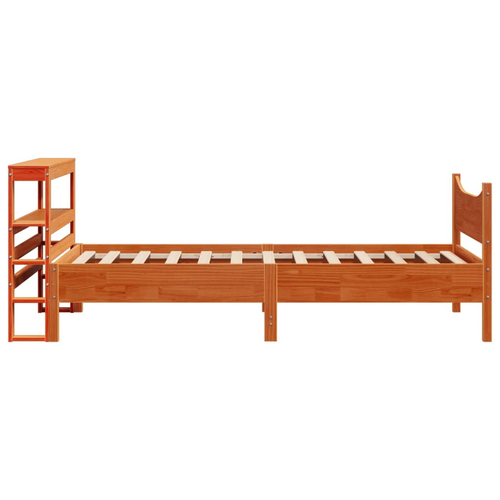 Bedframe met hoofdbord massief grenenhout wasbruin 75x190 cm is nu te koop bij PeponiXL, paradijselijk wonen!