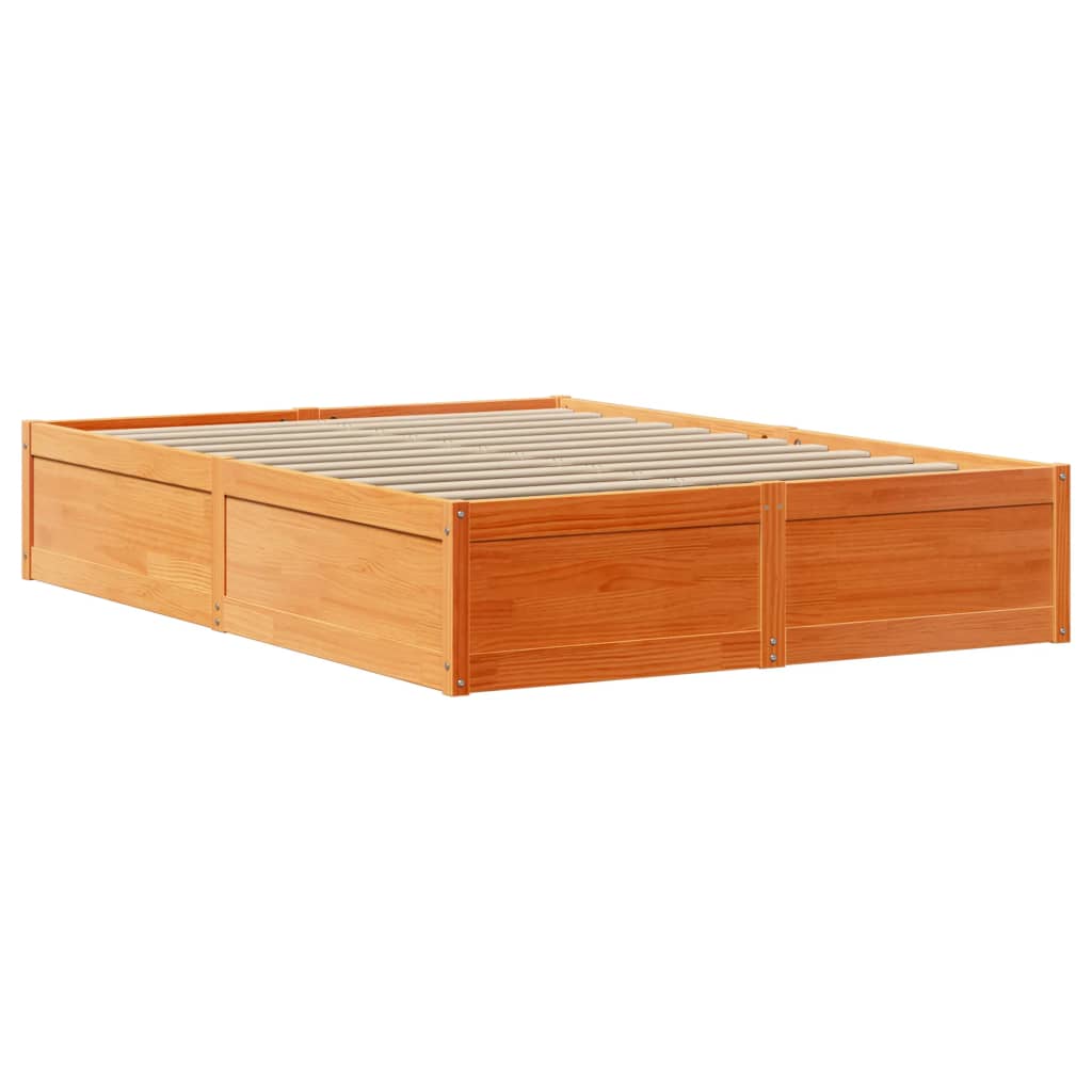 Bedframe met hoofdbord massief grenenhout wasbruin 150x200 cm is nu te koop bij PeponiXL, paradijselijk wonen!