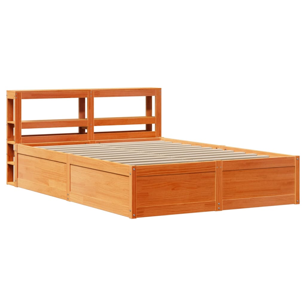 Bedframe met hoofdbord grenenhout wasbruin 140x200 cm is nu te koop bij PeponiXL, paradijselijk wonen!