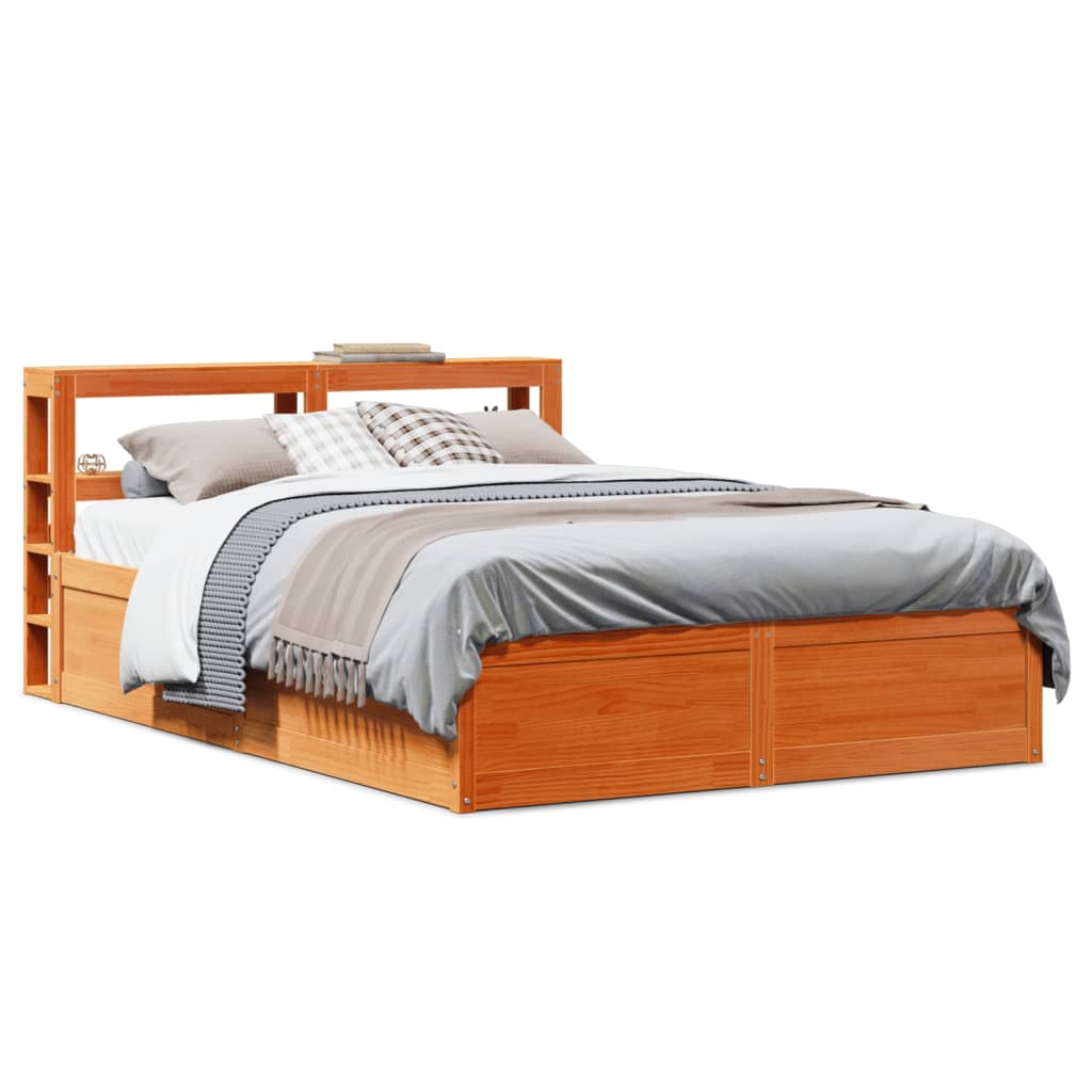 Bedframe met hoofdbord grenenhout wasbruin 140x200 cm is nu te koop bij PeponiXL, paradijselijk wonen!