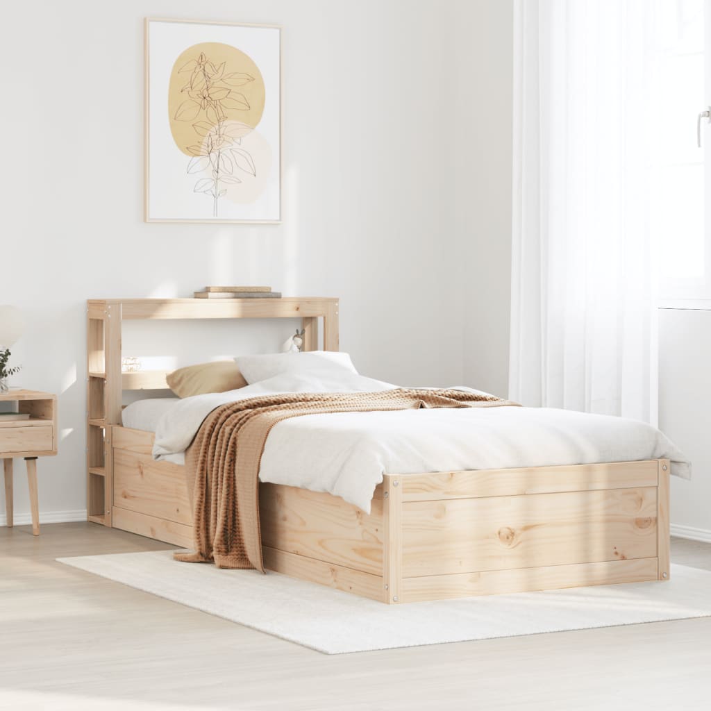 Bedframe met hoofdbord massief grenenhout 100x200 cm is nu te koop bij PeponiXL, paradijselijk wonen!