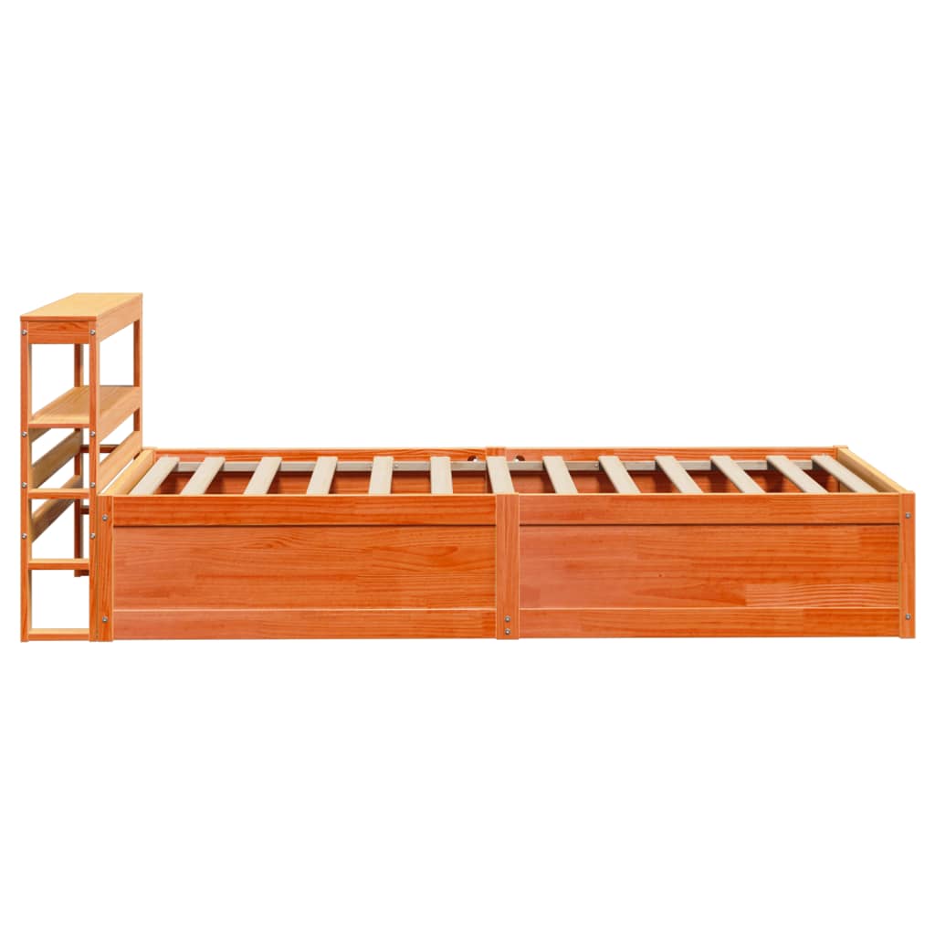 Bedframe met hoofdbord massief grenenhout wasbruin 100x200 cm is nu te koop bij PeponiXL, paradijselijk wonen!
