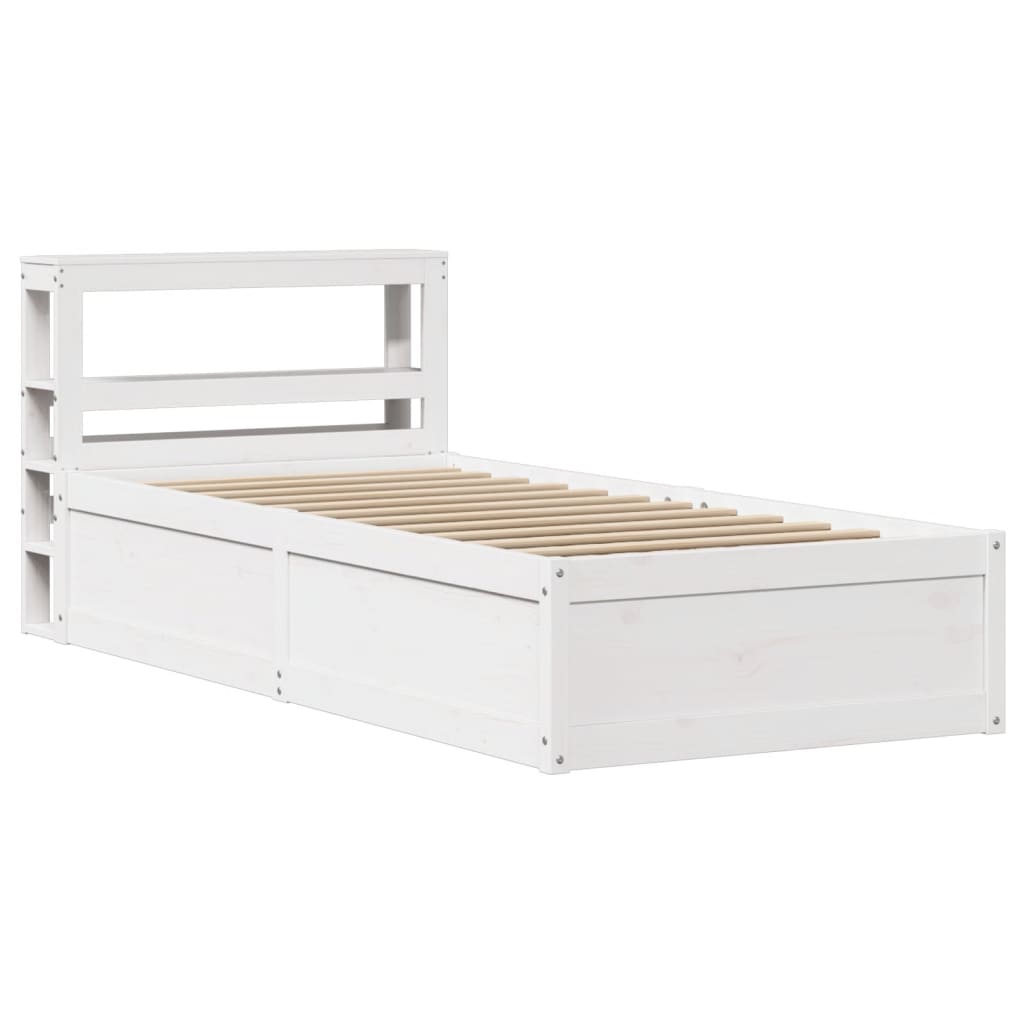Bedframe met hoofdbord massief grenenhout wit 90x200 cm is nu te koop bij PeponiXL, paradijselijk wonen!