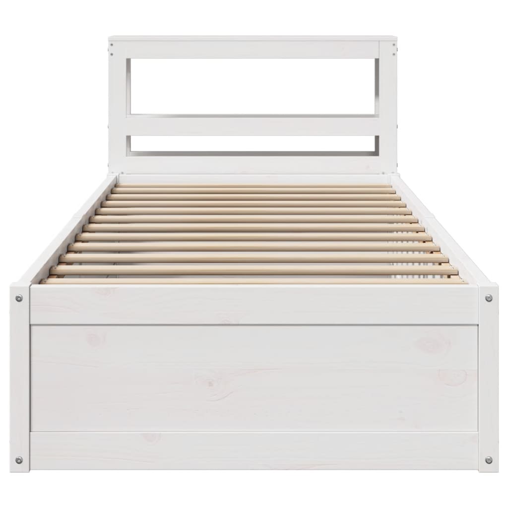 Bedframe met hoofdbord massief grenenhout wit 90x200 cm is nu te koop bij PeponiXL, paradijselijk wonen!