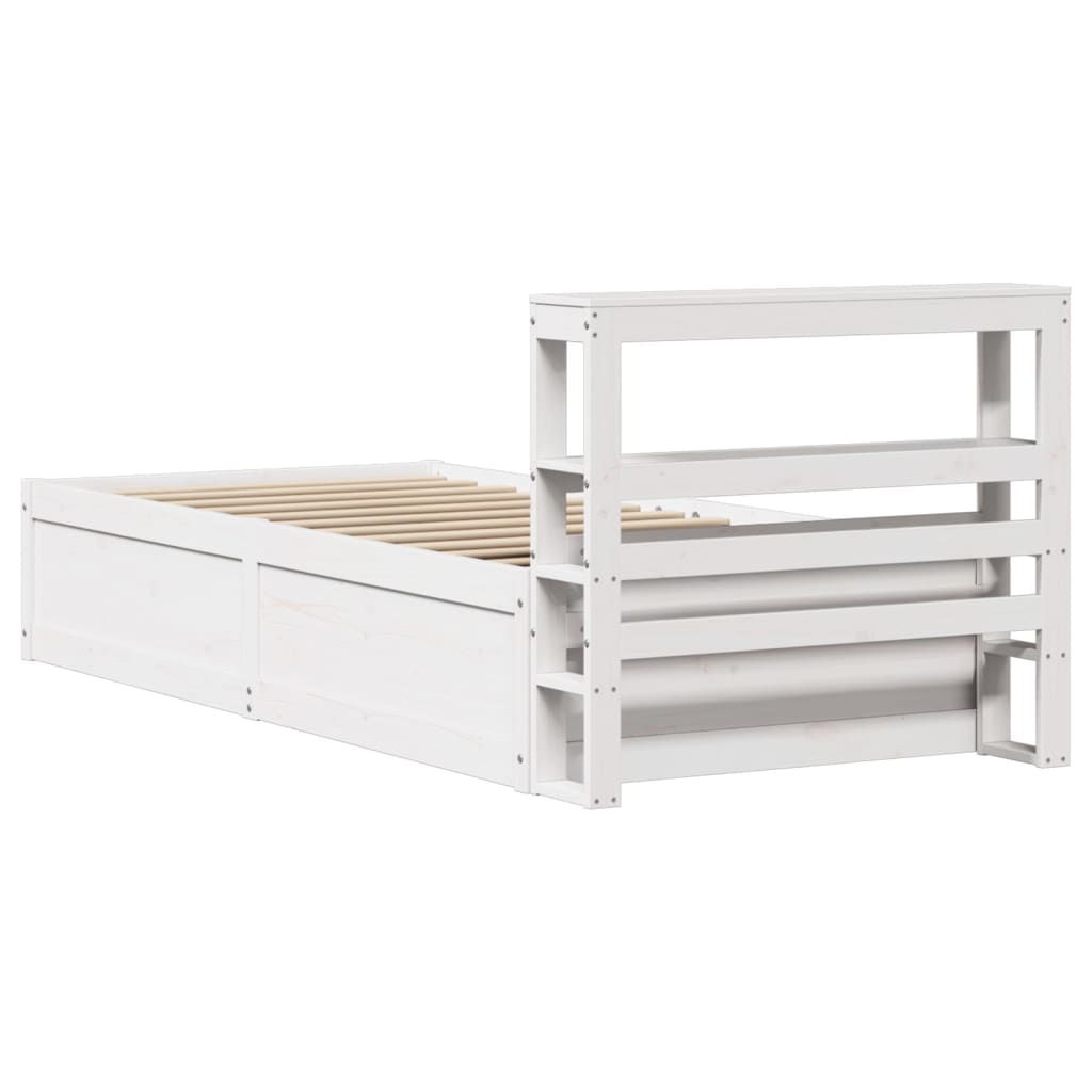 Bedframe met hoofdbord massief grenenhout wit 90x200 cm is nu te koop bij PeponiXL, paradijselijk wonen!